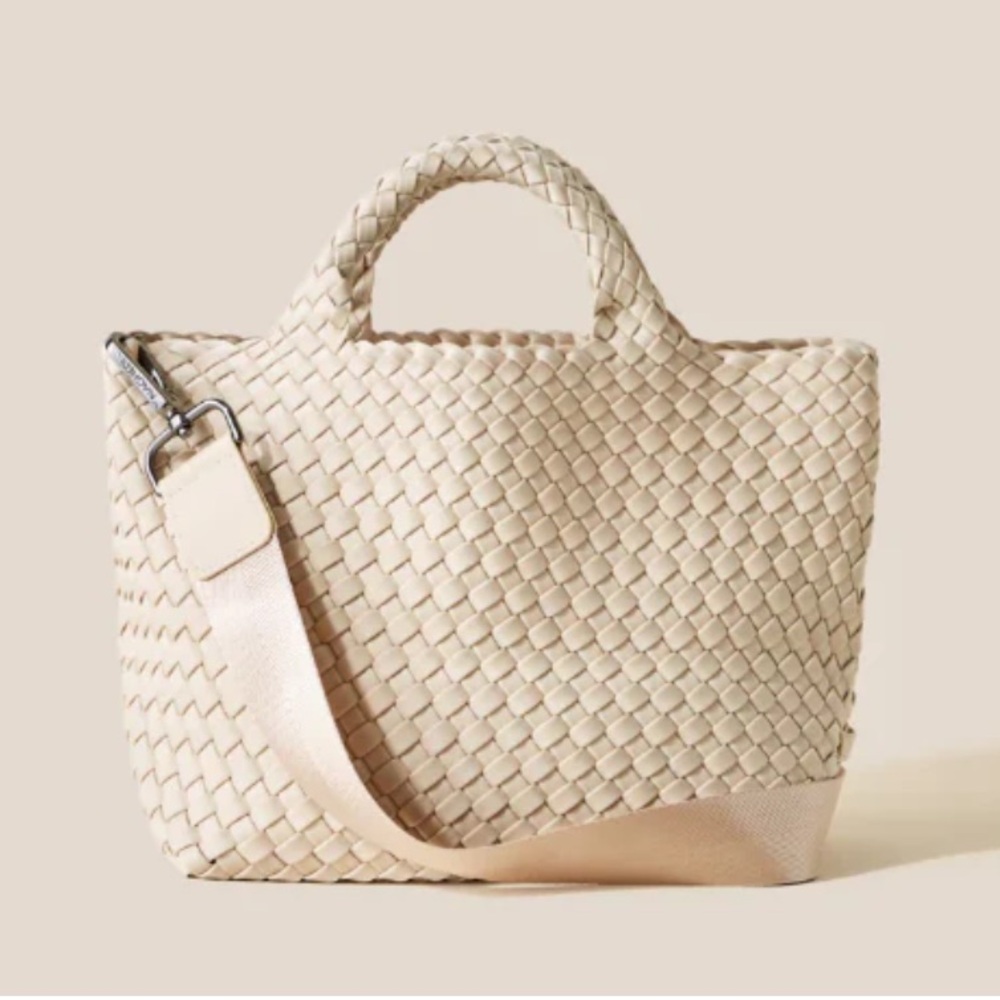 Naghedi St Barths Petit Mini Tote Woven Crossbody Bag in Ecru